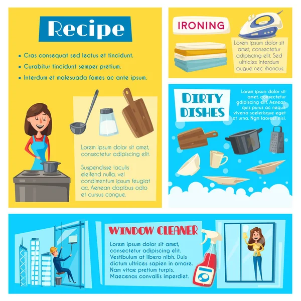 Çamaşır Temizleme ev işleri için vektör şablonları