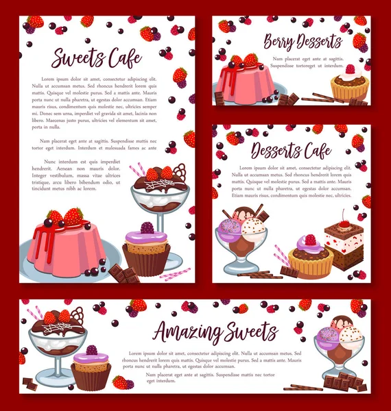 Vector templates for bakery shop cakes desserts — Stock Vector