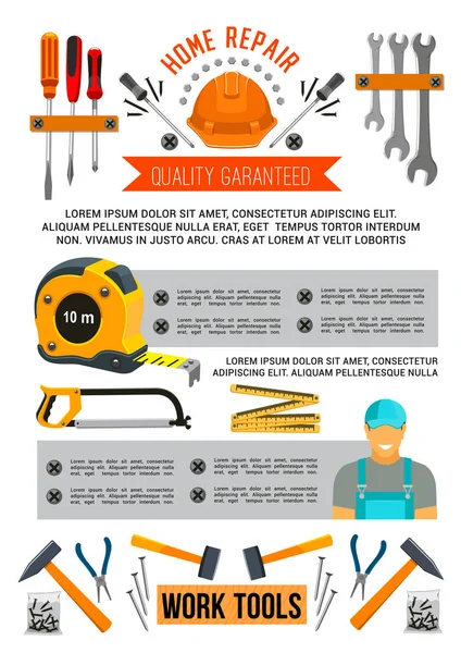 Vektor-Poster von Werkzeugen für die Reparatur zu Hause — Stockvektor