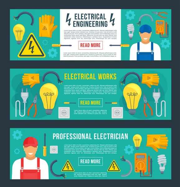 Banderas vectoriales para ingeniería eléctrica — Vector de stock