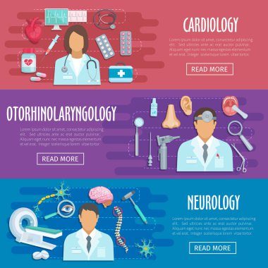 Nöroloji Kardiyoloji doktor vektör tıbbi afiş