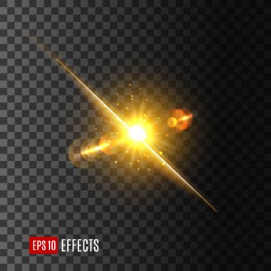 Saydam arka plan üzerinde ışık flaş veya güneş parlaklık