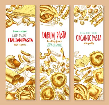 İtalyan makarna ve makarna afiş kümesi vektör