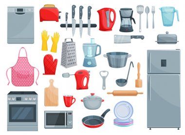 Mutfak aletleri ve dishware vector Icons set