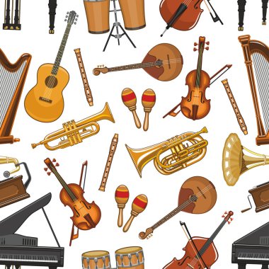 Vektör müzik aletleri seamless modeli