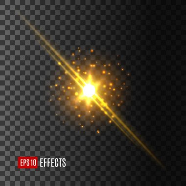 Yıldız ışık flaş lens flare efekti vektör simgesi