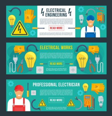 Vector banners for electrical engineering clipart