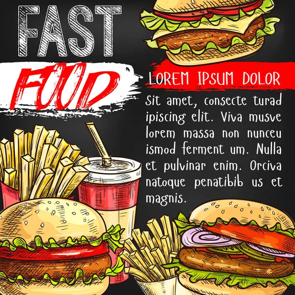 Vektor plakát pro fastfood Restaurace rychlého občerstvení — Stockový vektor