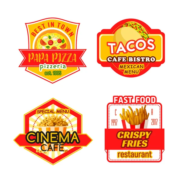 Fast Food Vektormenü Symbole Fastfood Bistro Café — Stockvektor