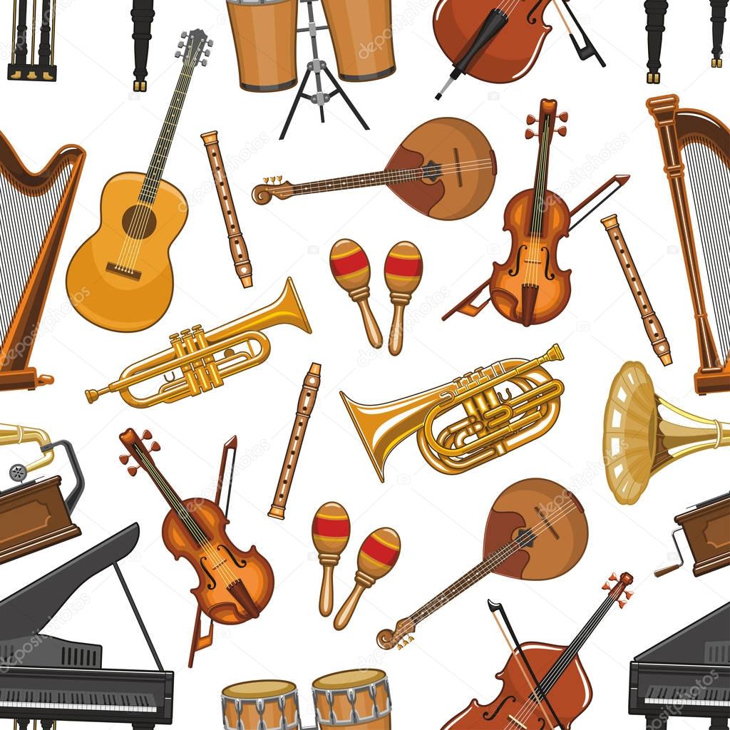 Vector musical instruments seamless pattern