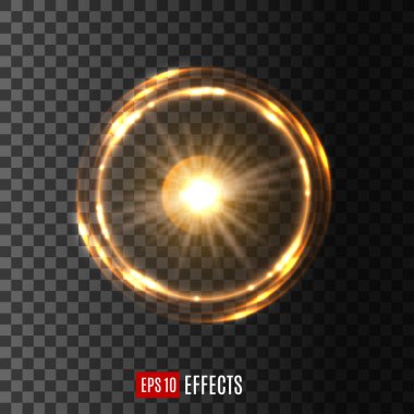 Transaprent backgorund üzerinde parlayan ışık daire