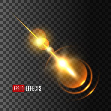 Işınları ve mercek parlaması ile parlayan ışık efekti