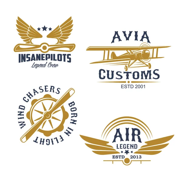Aviación y aviones iconos de estilo retro — Archivo Imágenes Vectoriales