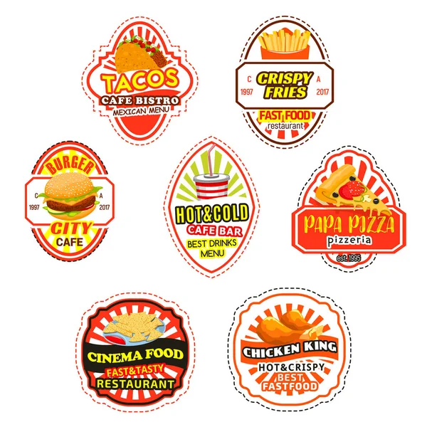 Fast food icons and symbols — Stock Vector