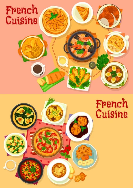 French national cuisine healthy dishes — Stock Vector