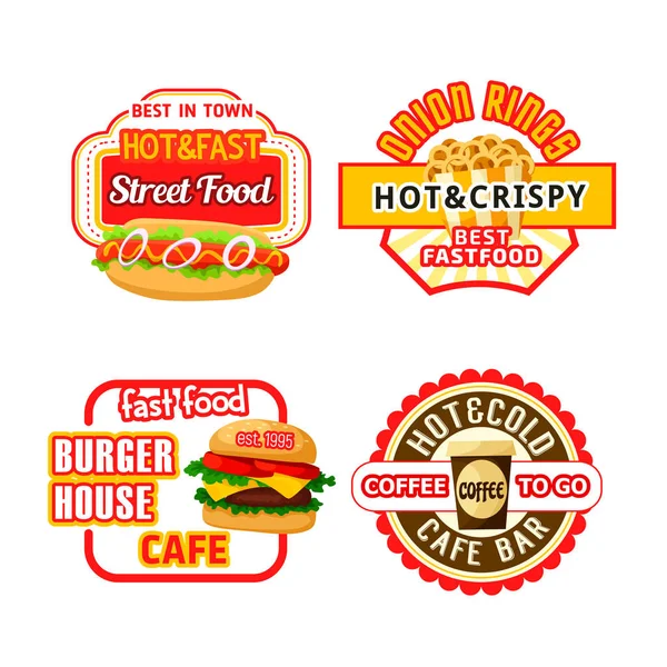 Restaurante de comida rápida y los iconos de la cafetería — Vector de stock