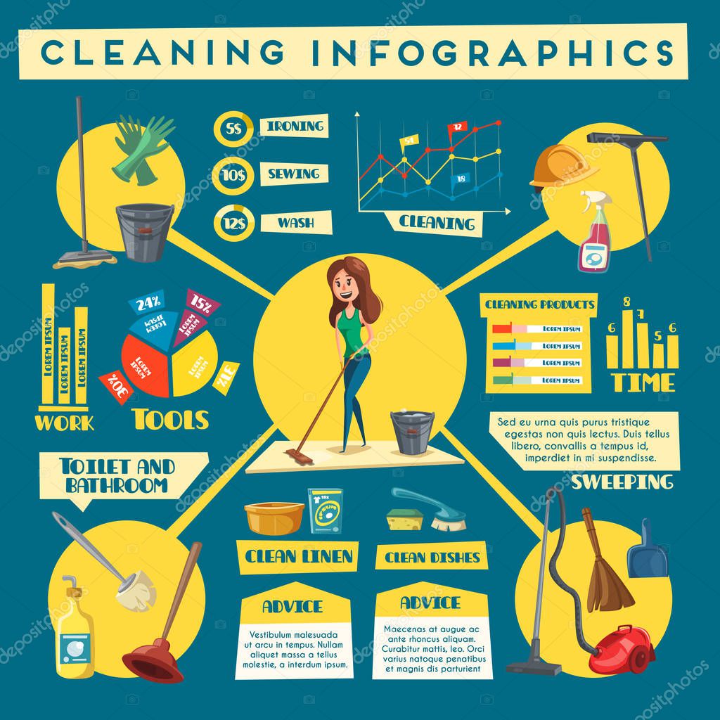 House Cleaning Service Infographics Design Stock Vector Seamartini 165945276