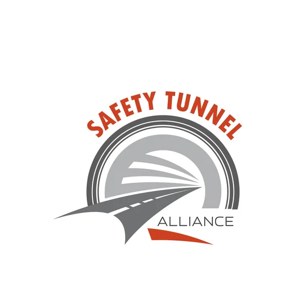 Icono del túnel de carretera para el diseño del emblema de tráfico de seguridad — Vector de stock