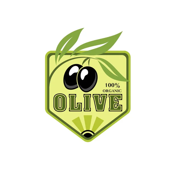 Оливковый иконка с черными фруктами для масла или пищевой конструкции — стоковый вектор
