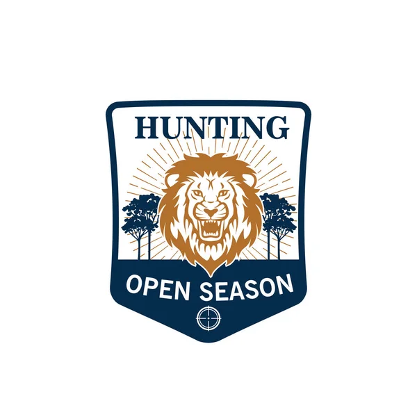 狩猟対象とライオン ヘッドのシーズン バッジ — ストックベクタ