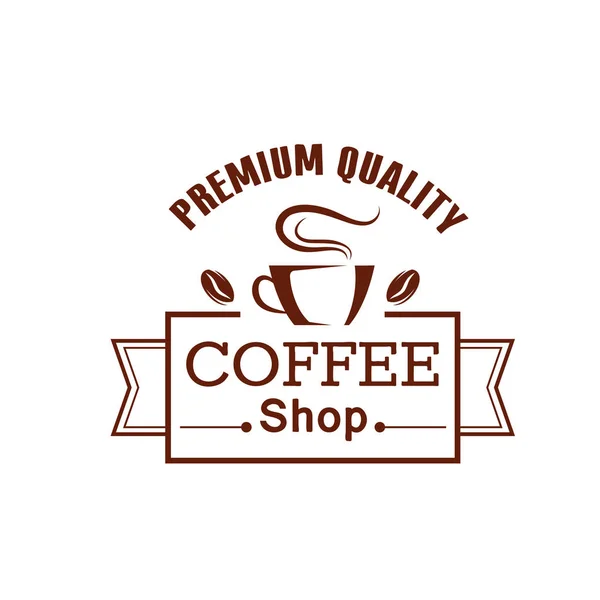 Étiquette de café brun avec la coupe et du haricot — Image vectorielle