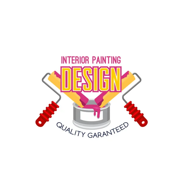Painting service icon design with paint and roller — Stock Vector