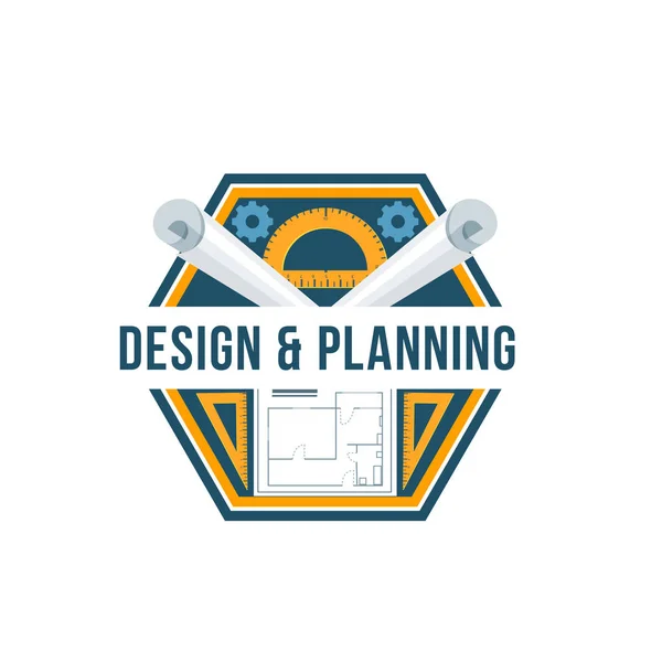 Conception de bâtiments et d’un insigne planification architectural — Image vectorielle