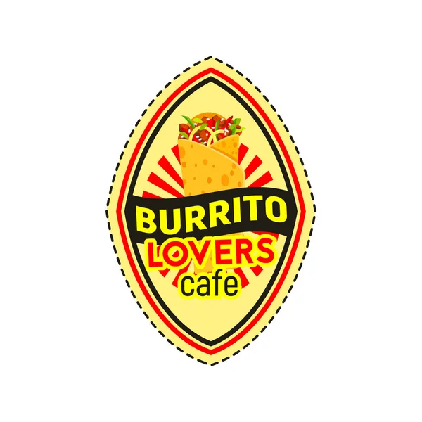 Insignia de burrito para restaurante mexicano de comida rápida — Archivo Imágenes Vectoriales