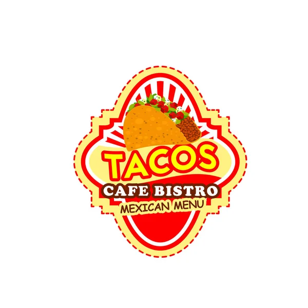Mexické taco popisek pro rychlé občerstvení restaurace design — Stockový vektor
