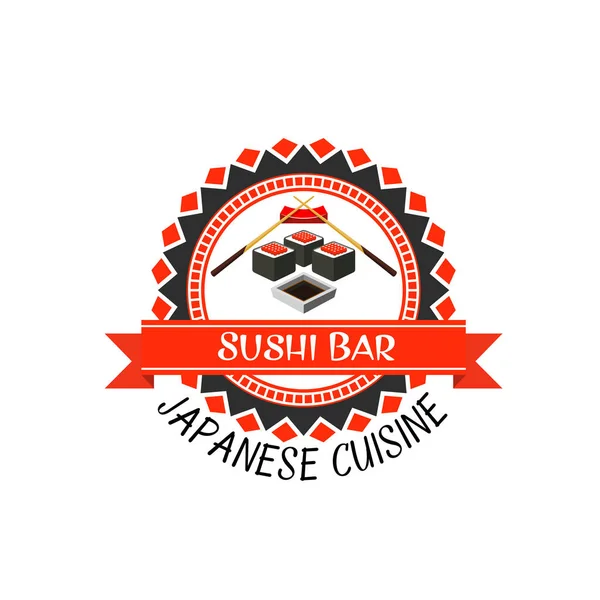 Etiqueta de barra de sushi para diseño de cocina japonesa — Vector de stock