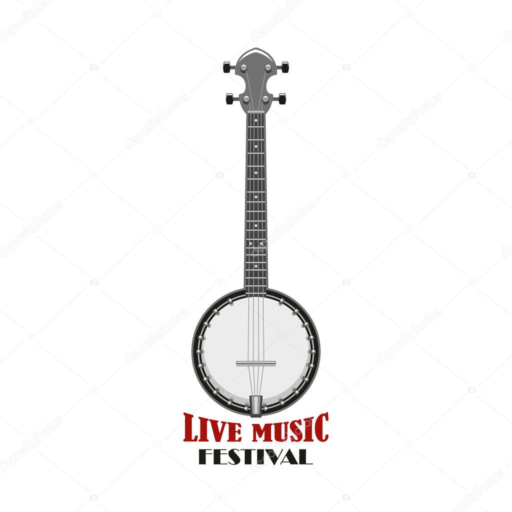 Music festival emblem design with banjo