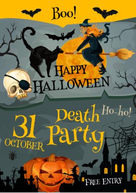 Cadılar Bayramı partisi vektör poster tatil gece için