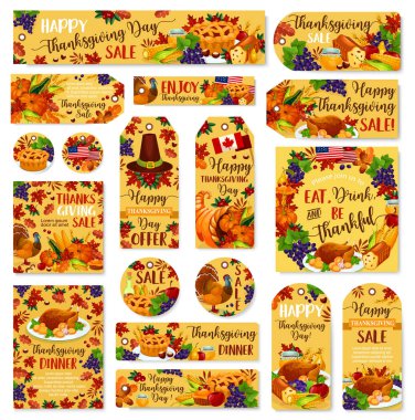Şükran günü vektör satış poster, afiş, etiket