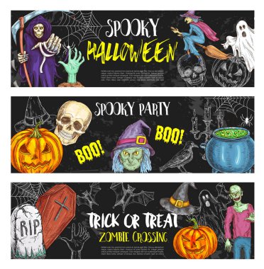 Halloween gece parti vektör çizim afiş