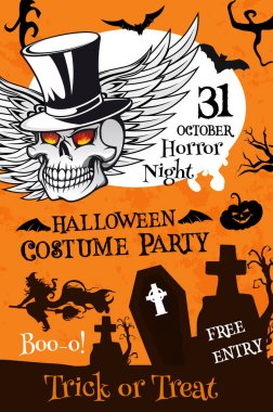 Cadılar Bayramı partisi poster kabak ve kafatası ile