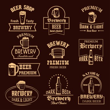 Bira brewery pub ya da bar için Vector Icons set