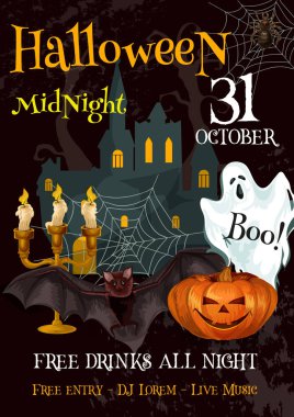 Cadılar Bayramı partisi gece hüner ya da muamele etmek vektör poster