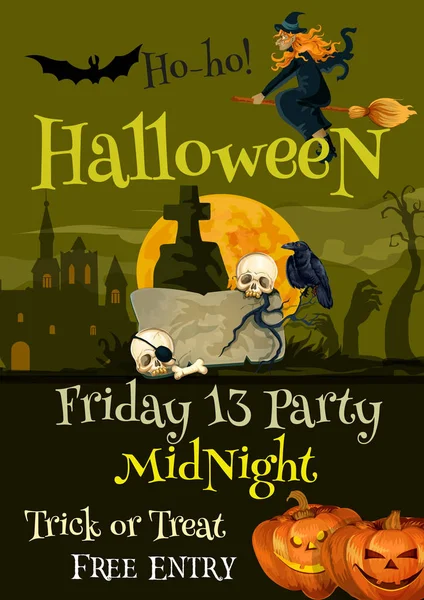 Halloween-Trick oder Party-Vektor-Plakat — Stockvektor