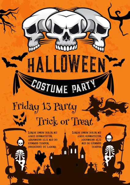 Хэллоуин праздничный постер для костюмированной вечеринки ужасов — стоковый вектор