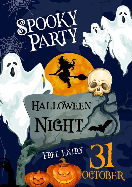 Halloween feriado horror festa fantasma cartaz — Vetor de Stock