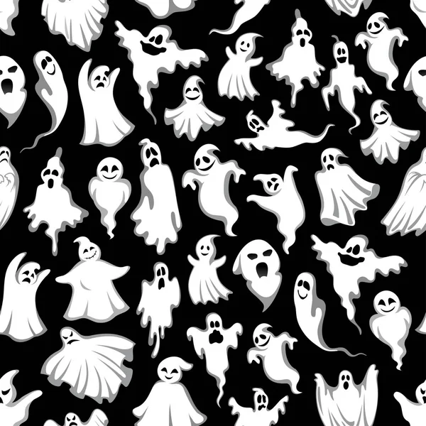 Halloween spooky ghost vector seamless pattern — Stock Vector