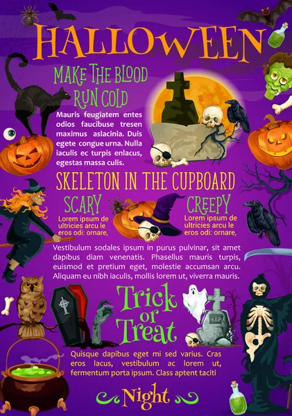 Cadılar Bayramı Balkabağı, cadı şapka ve yarasa poster tasarımı