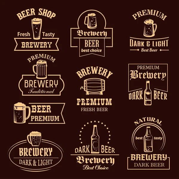 Vector icons set for beer brewery pub or bar Royalty Free Stock Illustrations