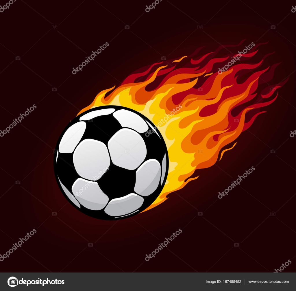 Vektor Feuer fliegender Fußballball für Fußballposter Stock-Vektorbild von  ©VectorTradition 167455452, image size:1600x1573