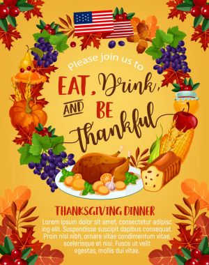 Şükran günü vektör Amerikan tebrik posteri