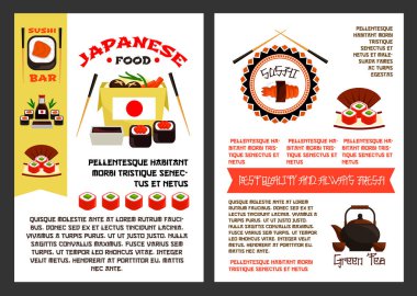 Japon suşi yemek için vektör menü poster