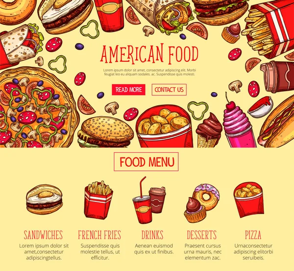 Restauracja typu Fast food wektor menu plakat fastfood — Wektor stockowy