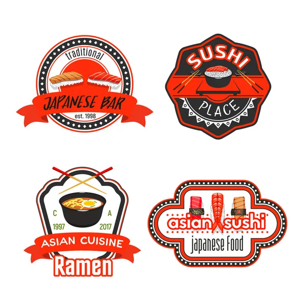 Vector icons for Japanese sushi restaurant — Stock Vector