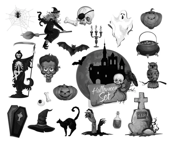 Icônes vectorielles effrayantes pour Halloween fête vacances — Image vectorielle
