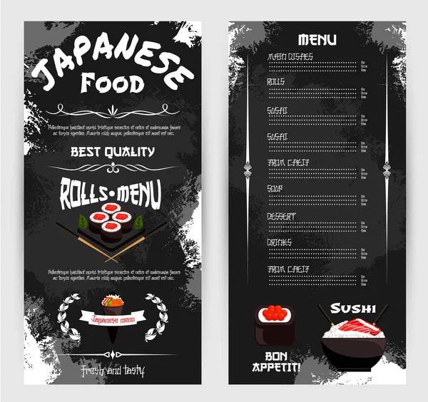 Menu vectoriel pour restaurant japonais de sushi — Image vectorielle